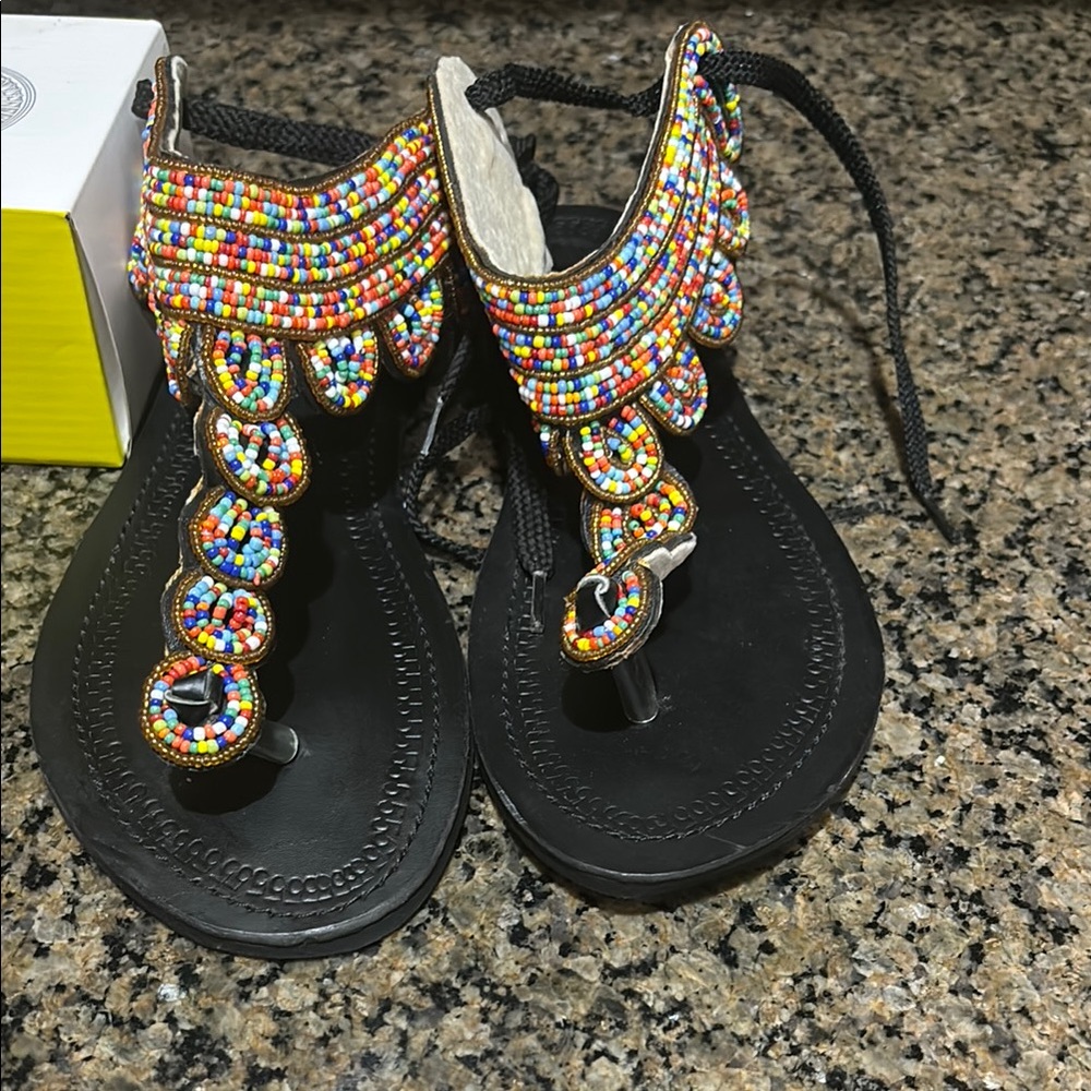 KENs Colorful Beaded handmade Women's Sandals NEW